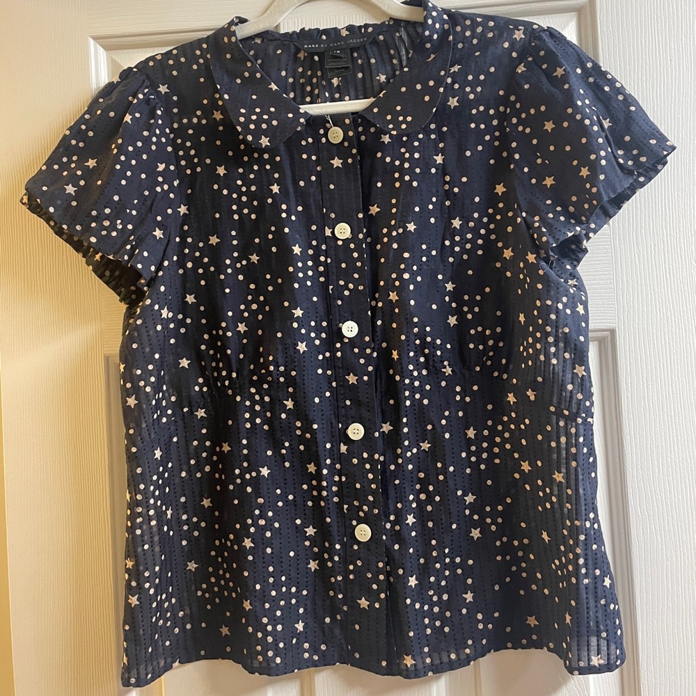 Marc By Marc Jacobs Navy Star Print Blouse